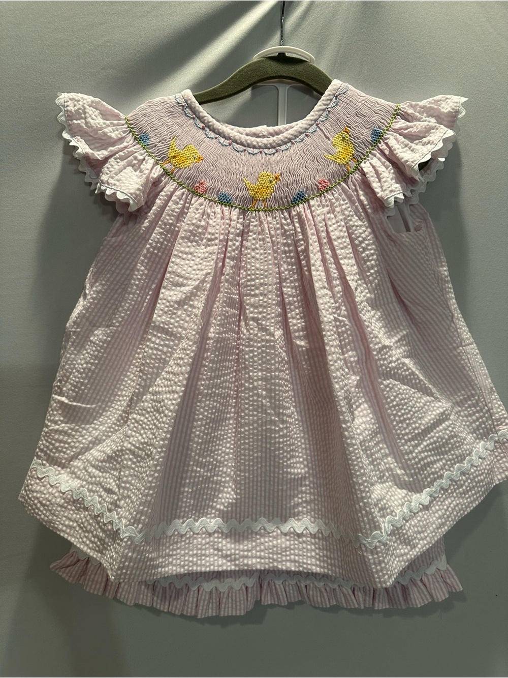 Pink Smocked Set with Yellow Duck Embroidery & Matching Shorts & Bow